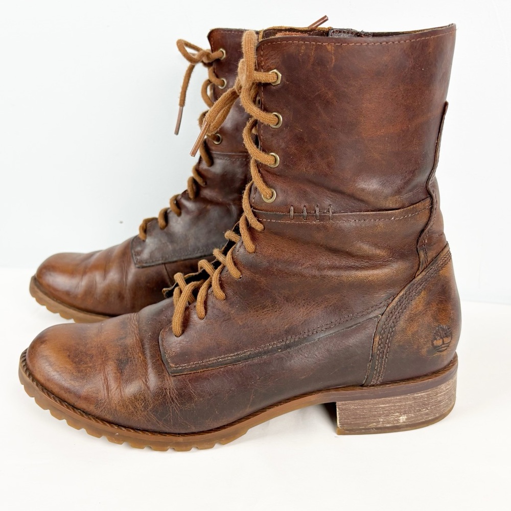 Timberland Banfield Lace Up Brown Fullgrain Leather Mid Boot Size 8.5